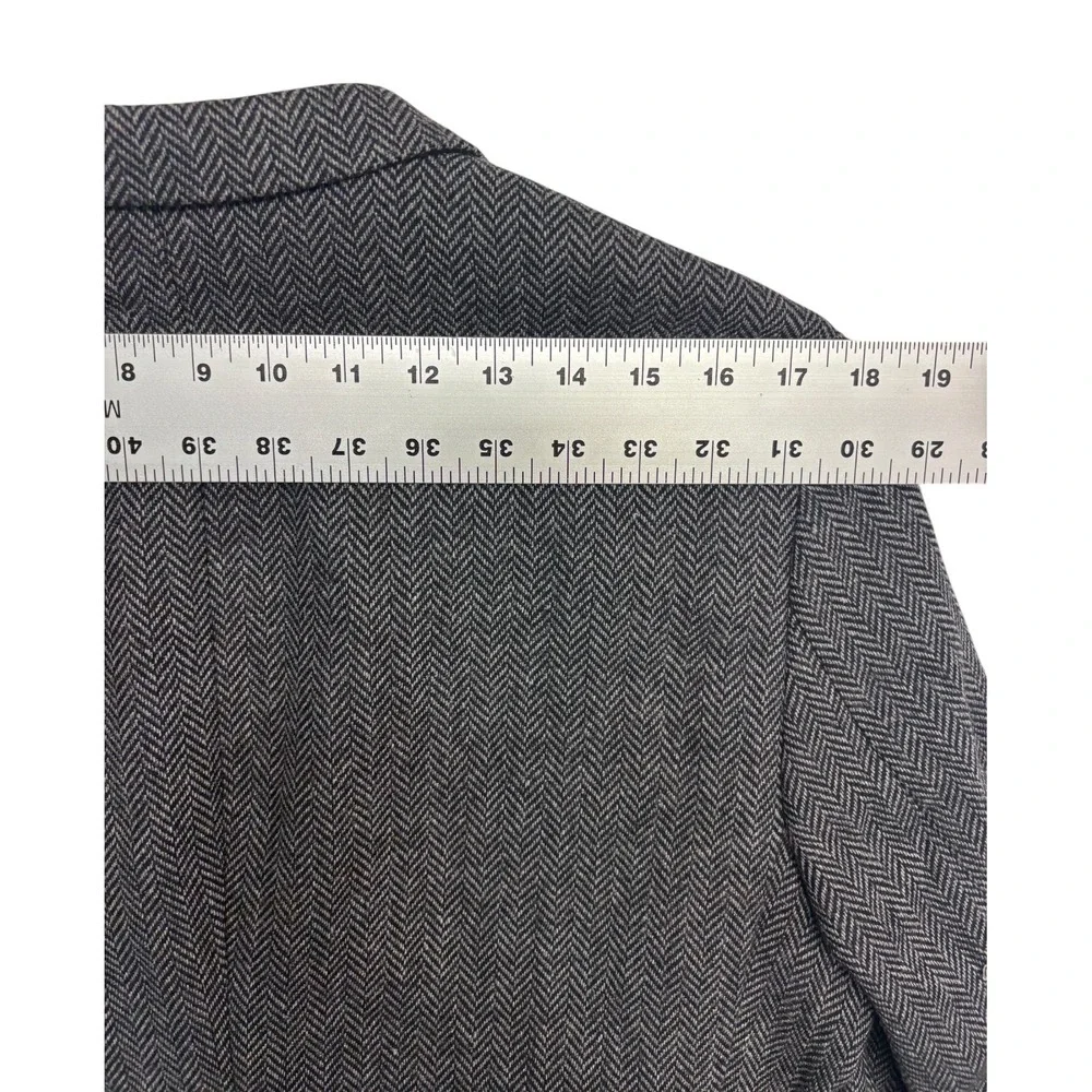 Claiborne 38R Gray Black Herringbone Tweed Blazer Jacket Sport Suit Coat Wool